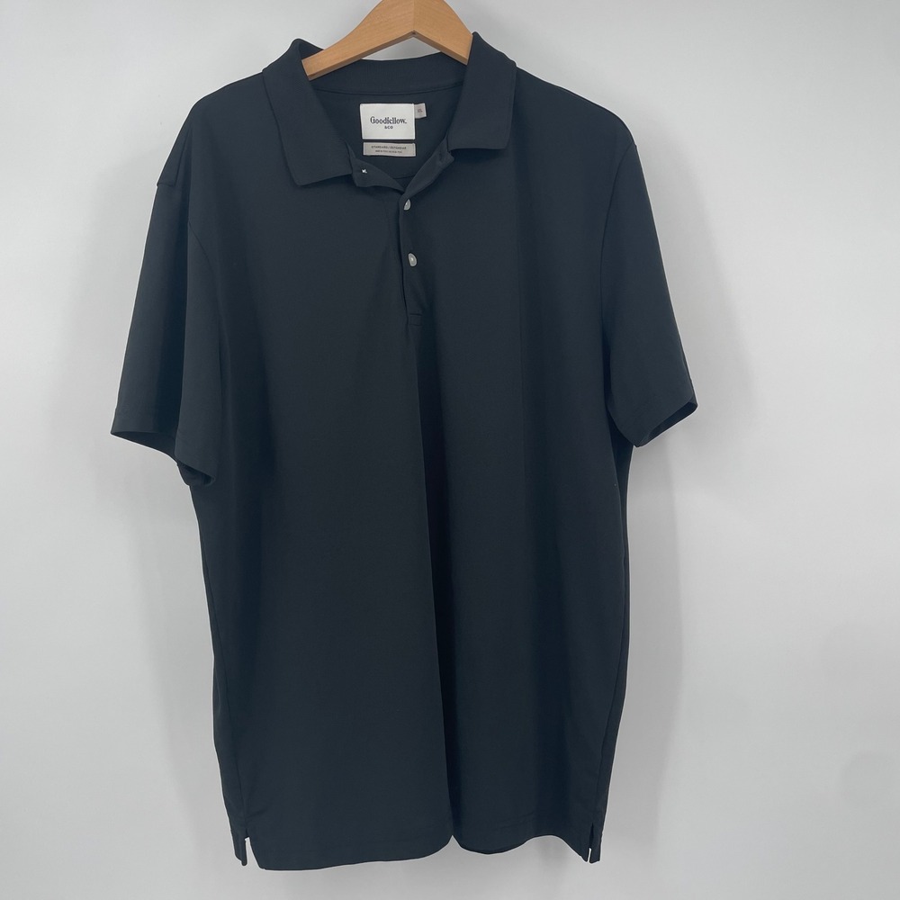 Goodfellow & Co Mens XXL Black Short Sleeve Performance Polo Shirt Standard Fit